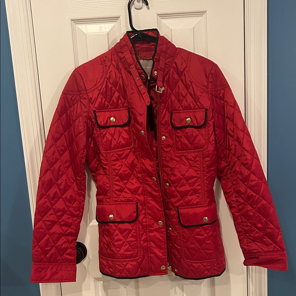 Banana Republic Red Quilted Utility Jacket